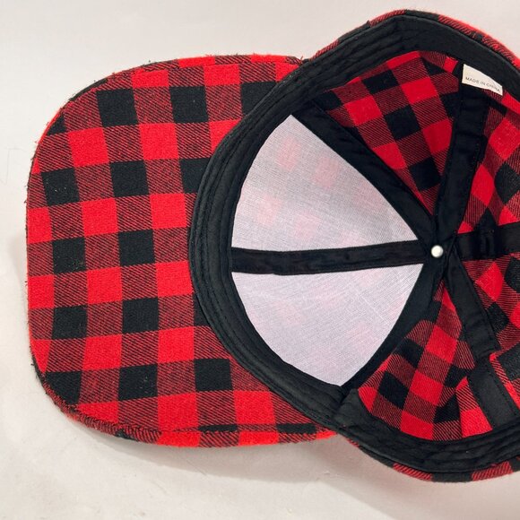 Classic Buffalo Plaid Strap Back Cap Hat Red Checkered Baseball Outdoor Mens - Picture 9 of 12